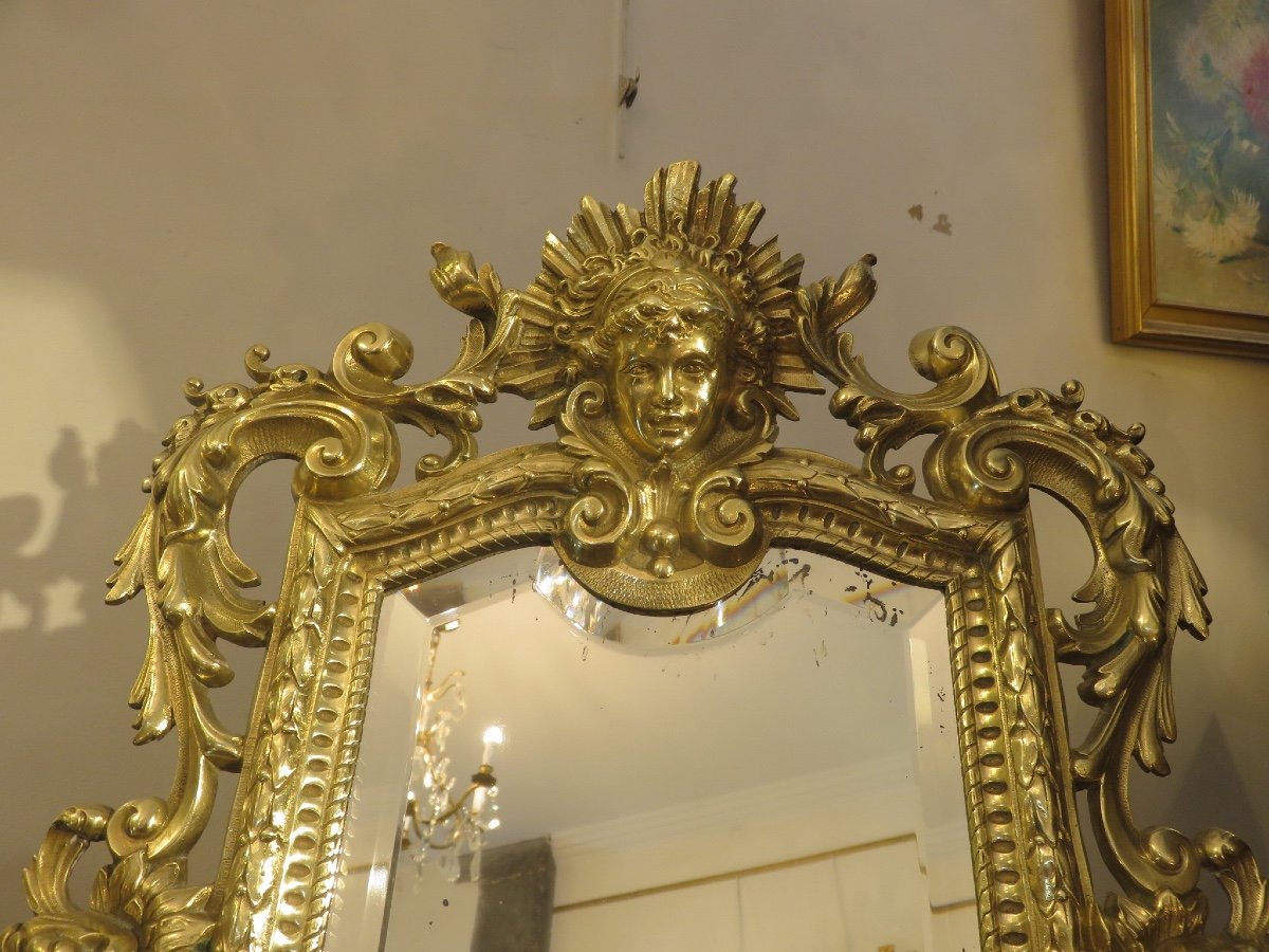 Miroir à poser ou à suspendre  ( Hauteur 50 cm ) en bronze doré , de style Rocaille XIX ème-photo-7