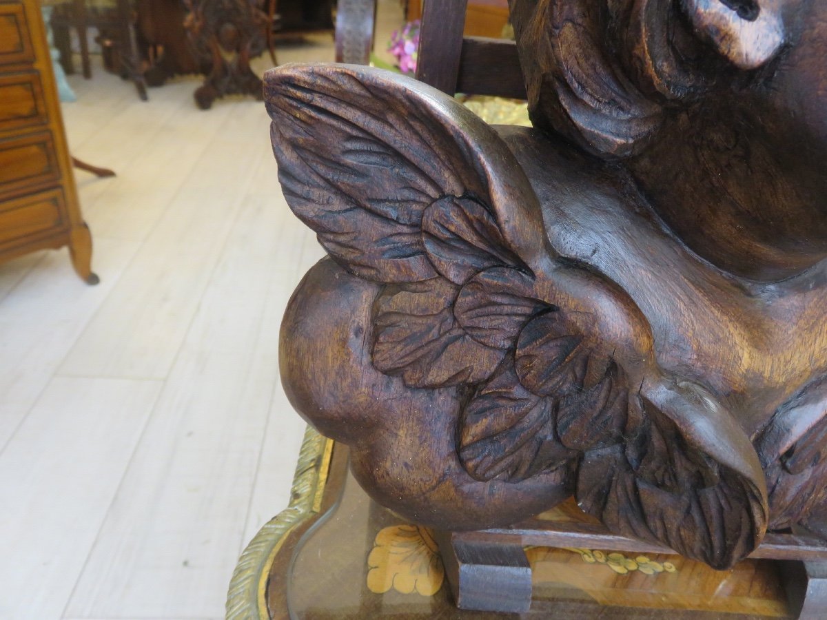 20th Century Carved Wooden Angel Head-photo-3