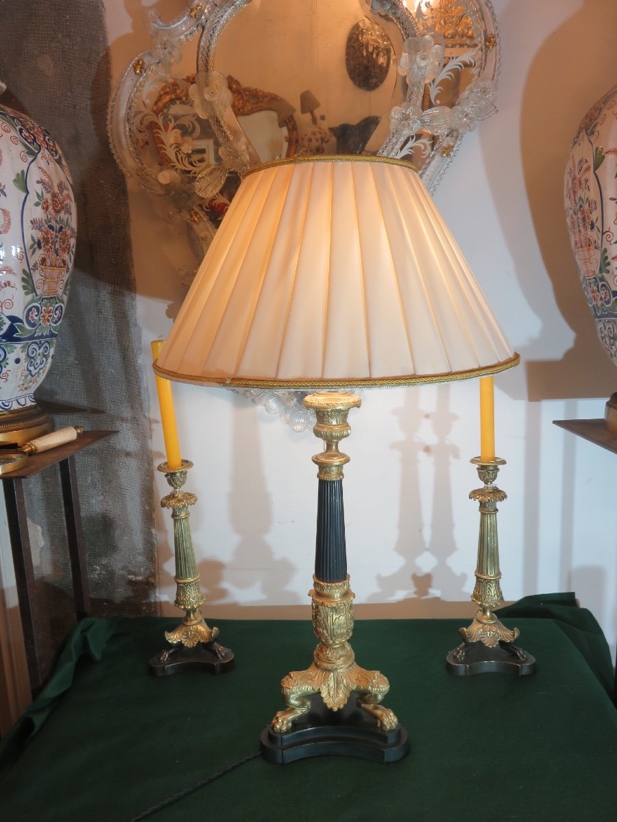 Restoration Candlestick Mounted As A 19th Century Lamp-photo-8