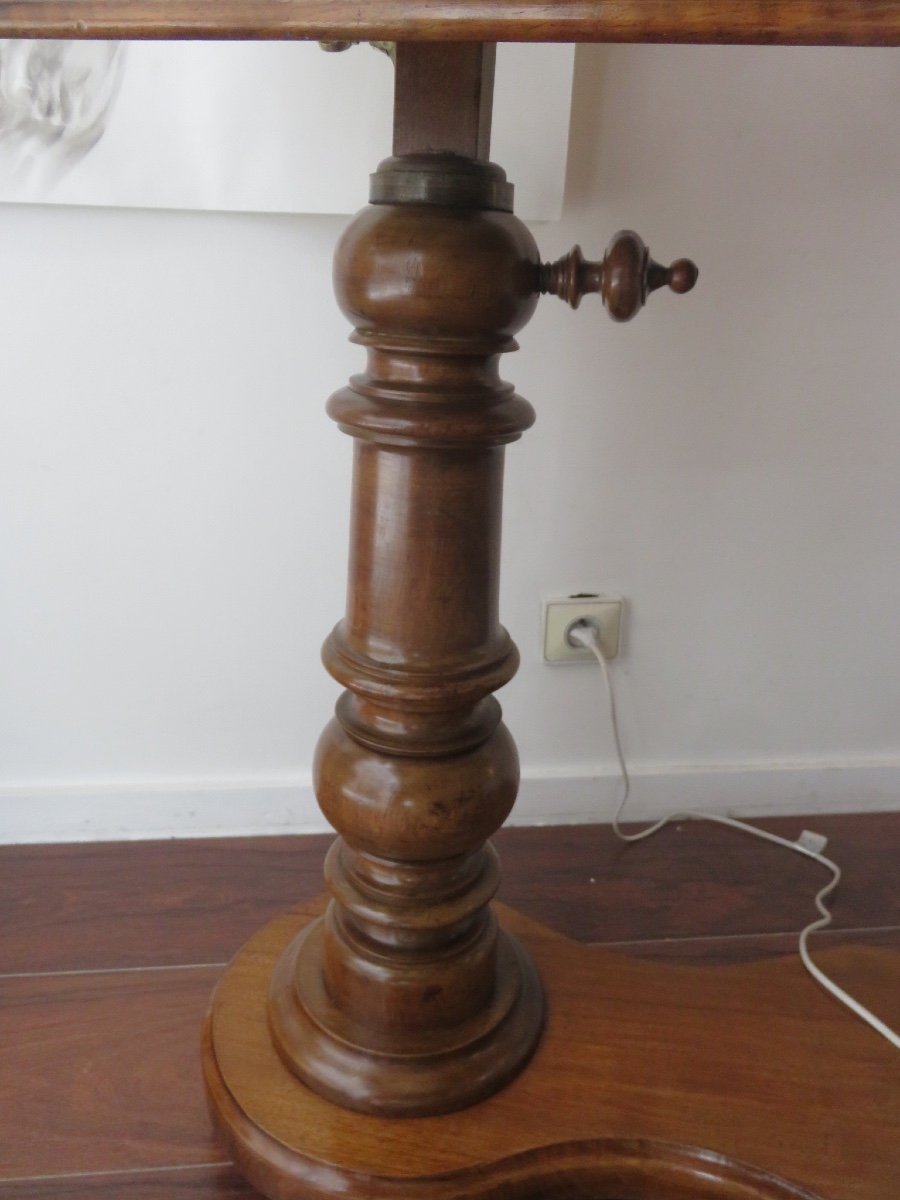 System Table In Solid Walnut And Walnut Veneer, With Adjustment, XIXth Century-photo-1