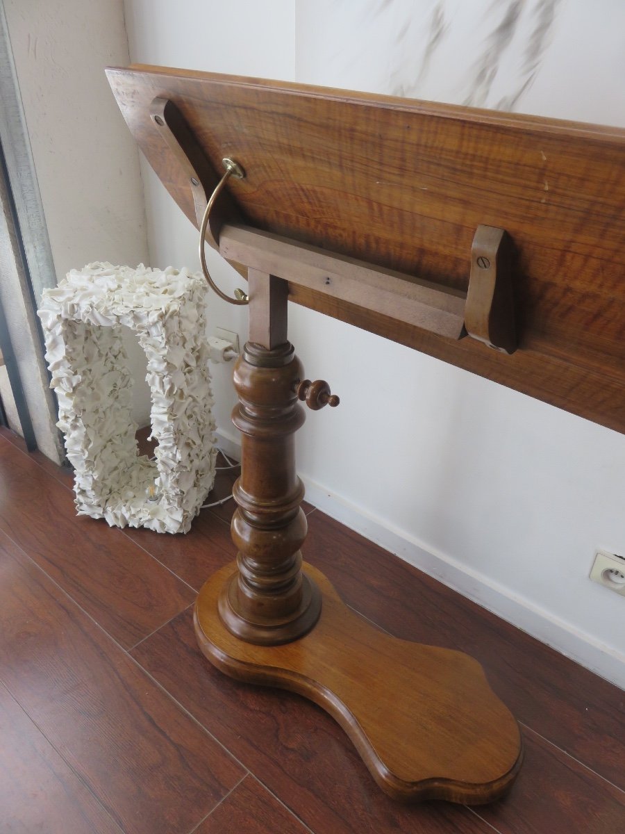 System Table In Solid Walnut And Walnut Veneer, With Adjustment, XIXth Century-photo-5