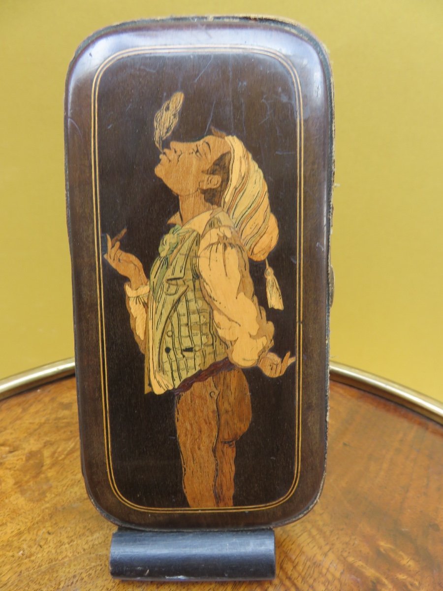 Cigarette Holder In Niçoise Marquetry Representing A Niçois Peasant Smoking 19th Century-photo-6