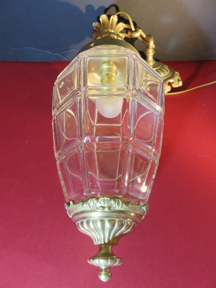 Louis XV Style Lantern In Cut Crystal And Gilded Bronze-photo-4
