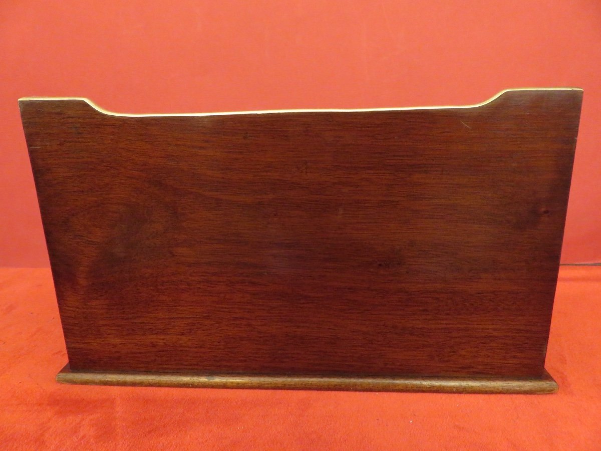 19th Century Brass Mahogany Mail Holder-photo-4