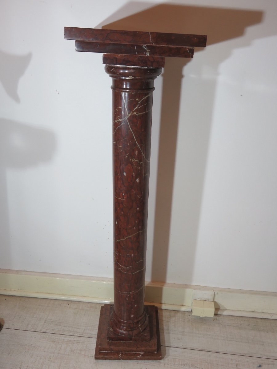 Column In Red Pyrenees Marble Late 19th Century-photo-2