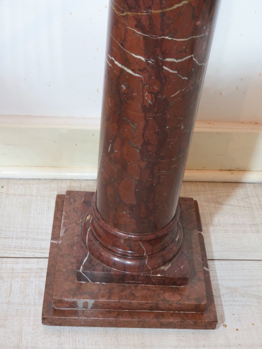 Column In Red Pyrenees Marble Late 19th Century-photo-4