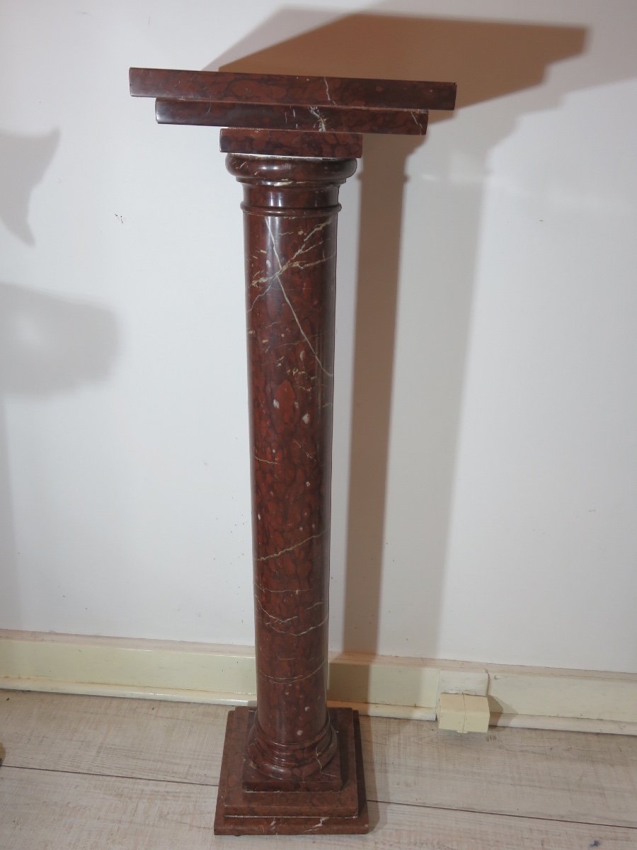 Column In Red Pyrenees Marble Late 19th Century-photo-3