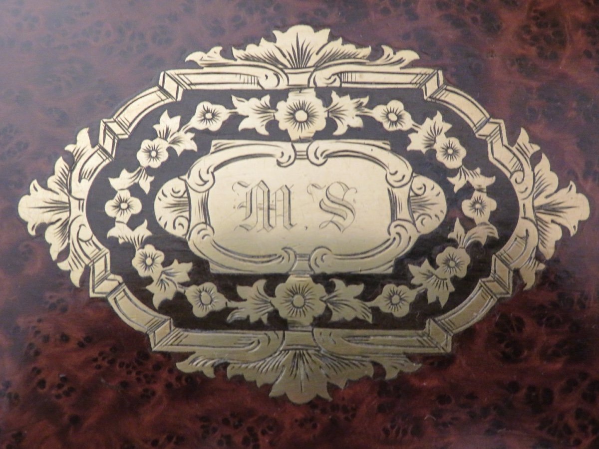 Tahan In Paris. Jewelry Box, Box, In Marquetry And Brass Napoleon III Period-photo-2