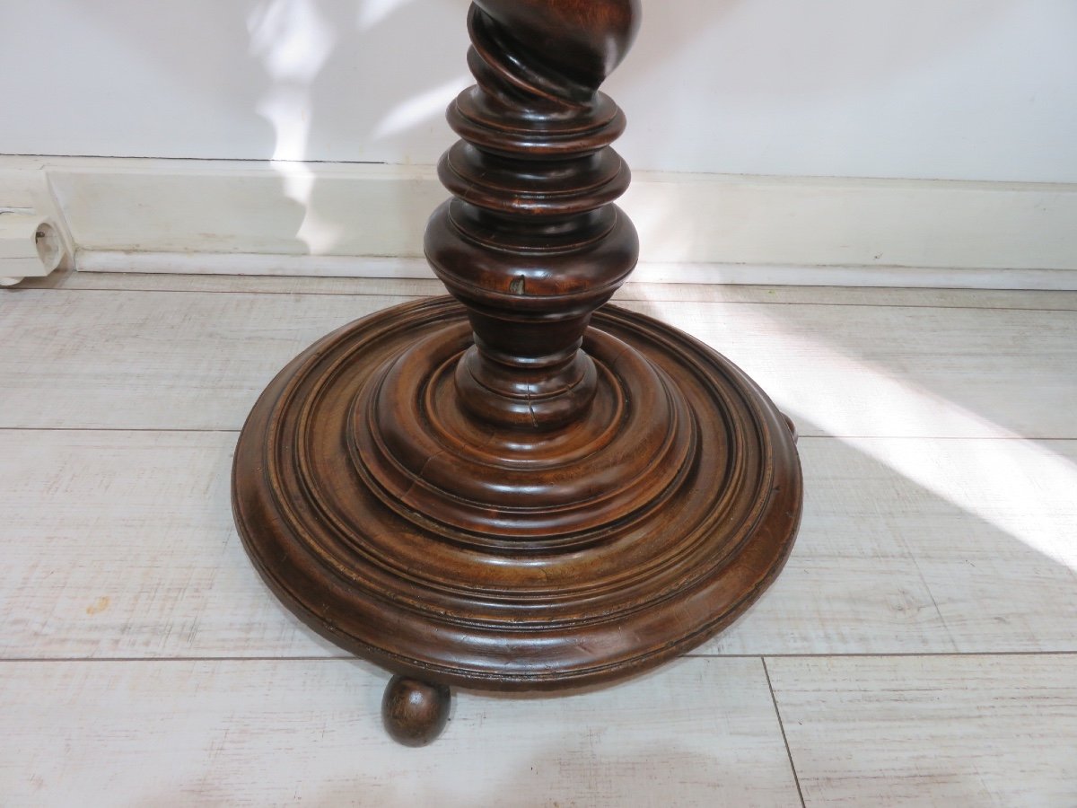 Louis XIII Style Turned Walnut Wooden Stand From The 18th Century-photo-3