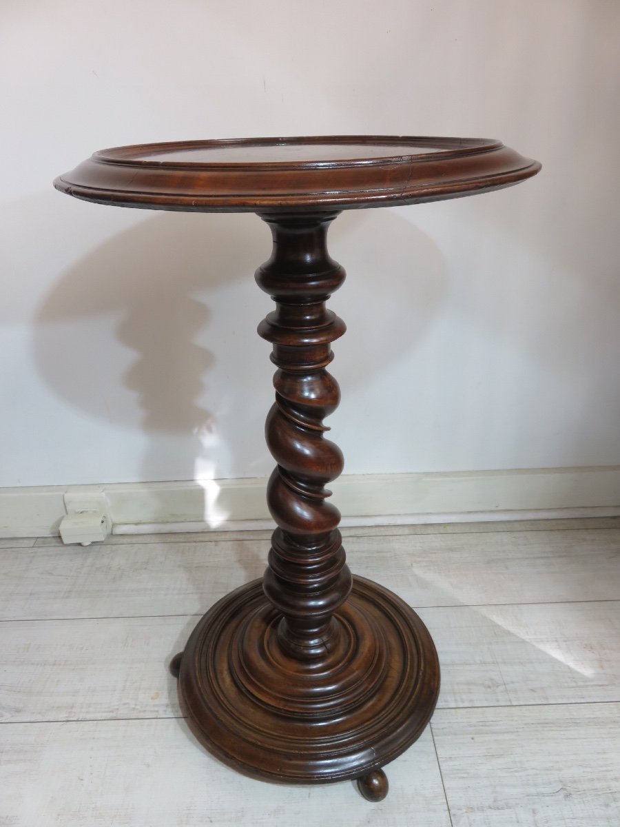 Louis XIII Style Turned Walnut Wooden Stand From The 18th Century-photo-6