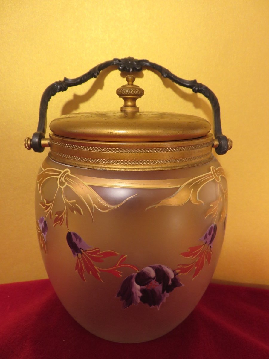 Art Nouveau Style Enameled Glass Cookie Jar-photo-7