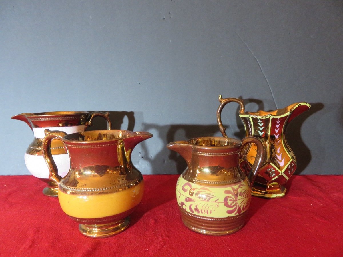 Four Milk Pots In Glossy English Earthenware From Jersey 19th Century-photo-5