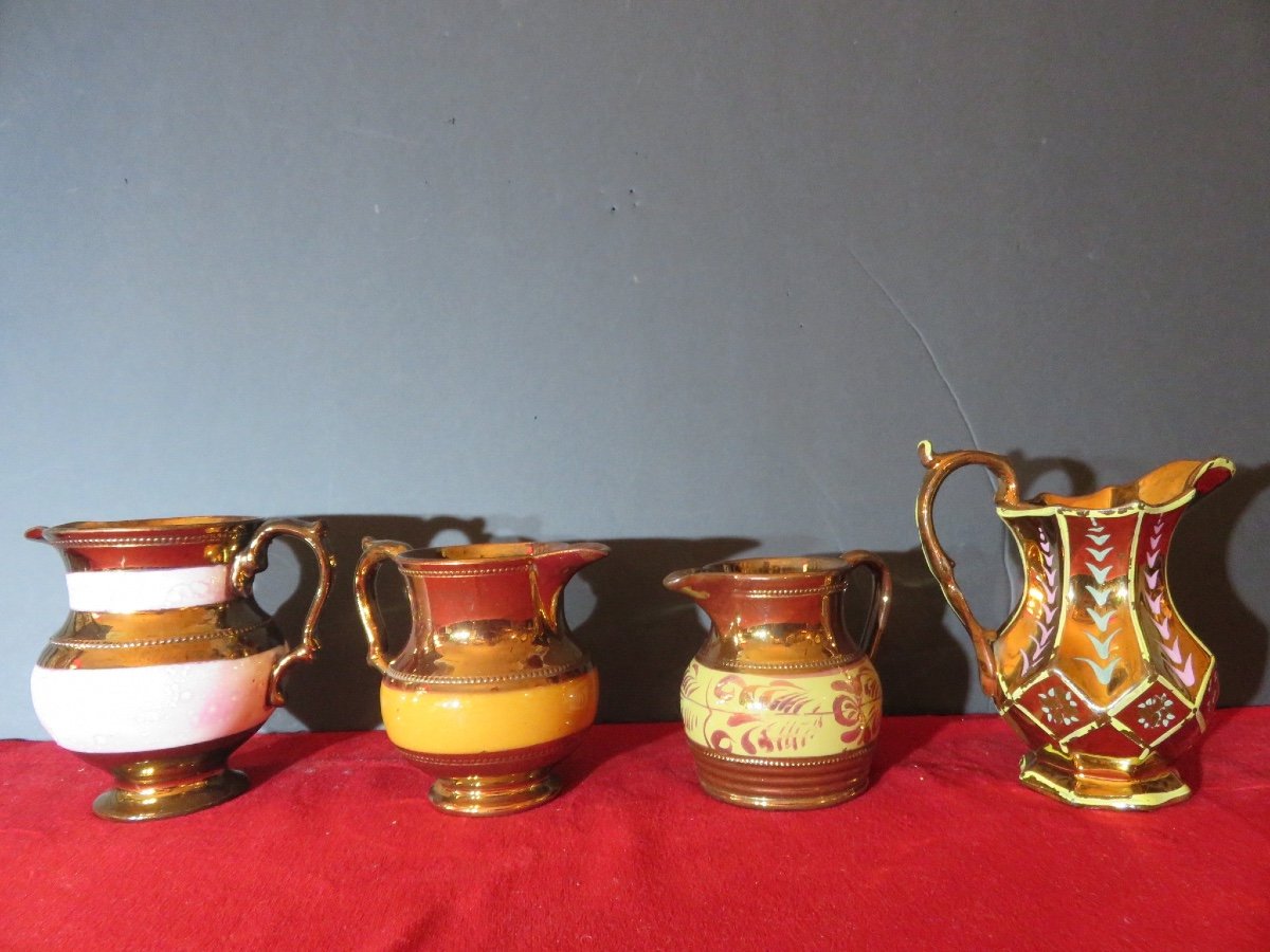 Four Milk Pots In Glossy English Earthenware From Jersey 19th Century