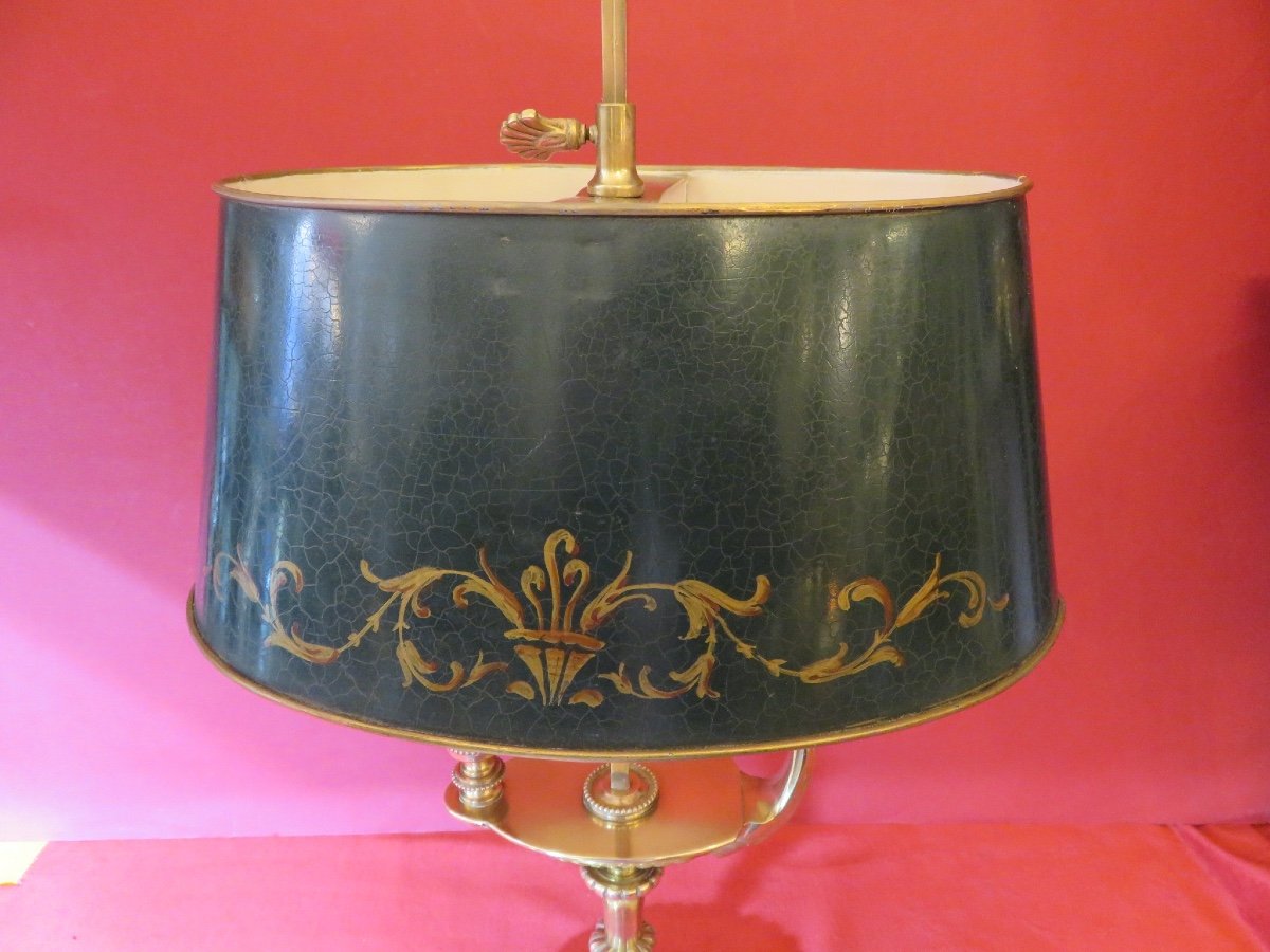 Lampe bouillotte en bronze doré à tête de griffon XXème-photo-4