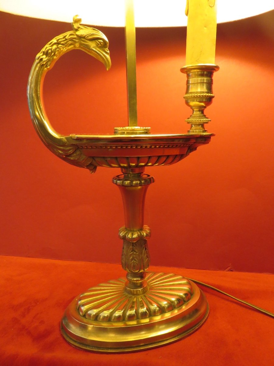 Lampe bouillotte en bronze doré à tête de griffon XXème-photo-1