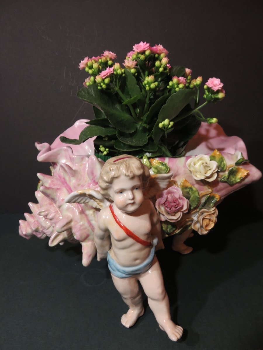 Planter Or Centerpiece In Polychrome Porcelain Of German Origin -photo-8