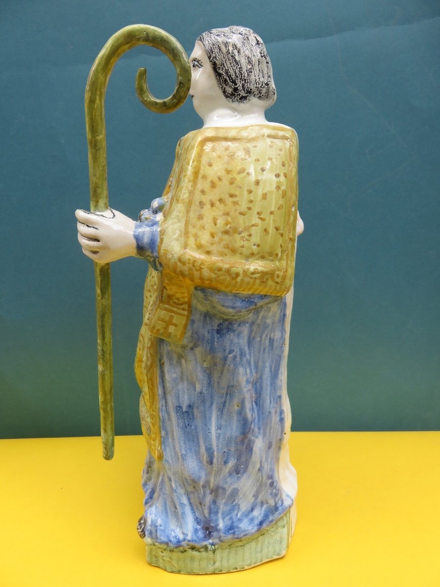 Saint Stephen, Religious Statue In Polychrome Earthenware From Nevers Great Saint Of Devotion XVIII -photo-3
