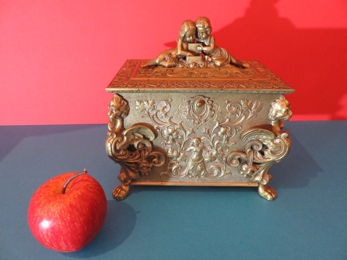 Coffret à bijoux en bronze doré d'époque Napoléon III-photo-7