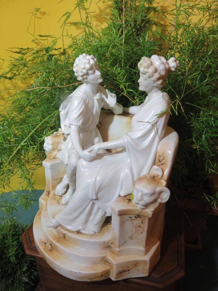 German Porcelain Group, Altenburg Mark, La Conversation Galante, Early 20th Century -photo-2