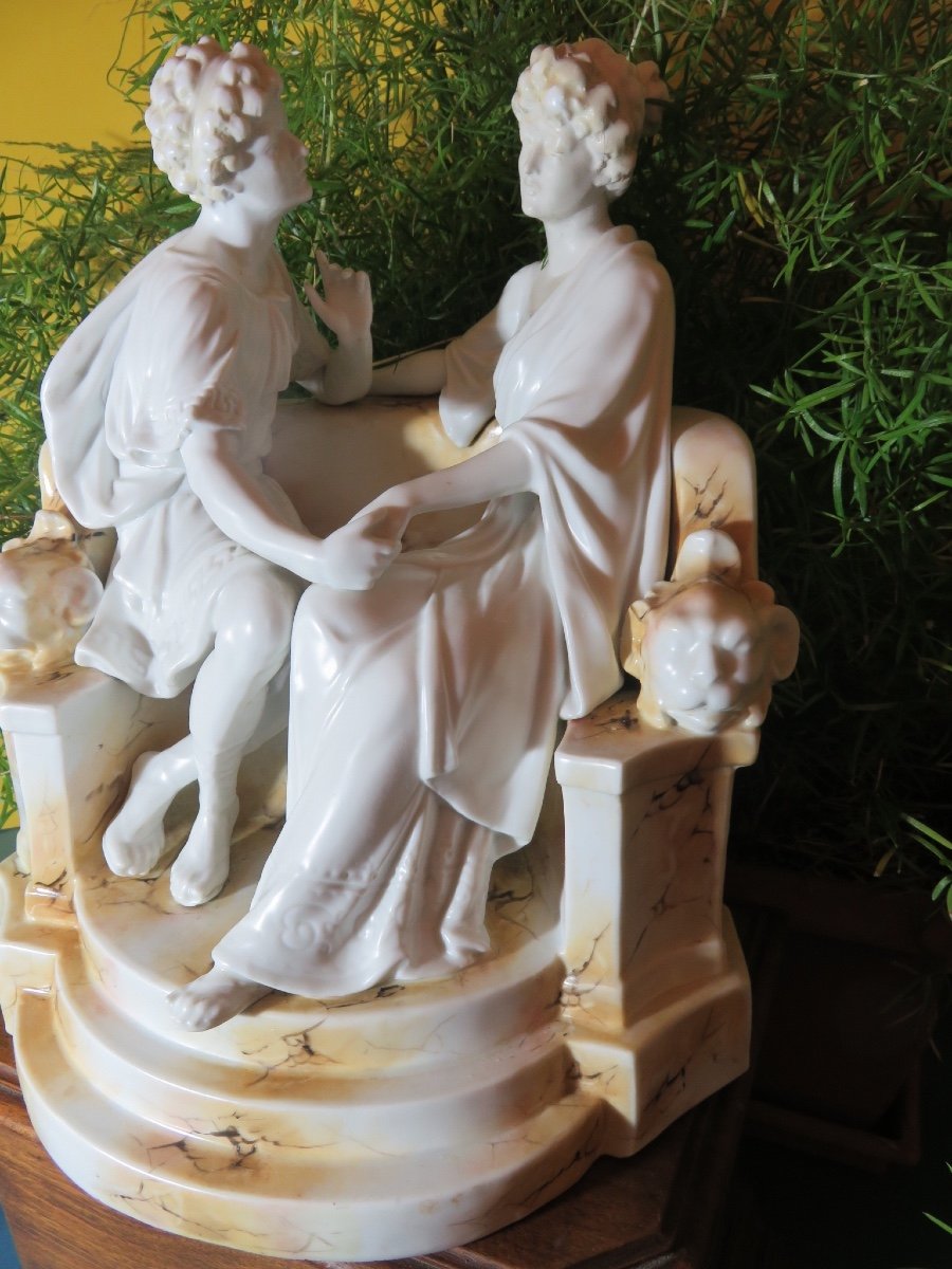 German Porcelain Group, Altenburg Mark, La Conversation Galante, Early 20th Century -photo-3