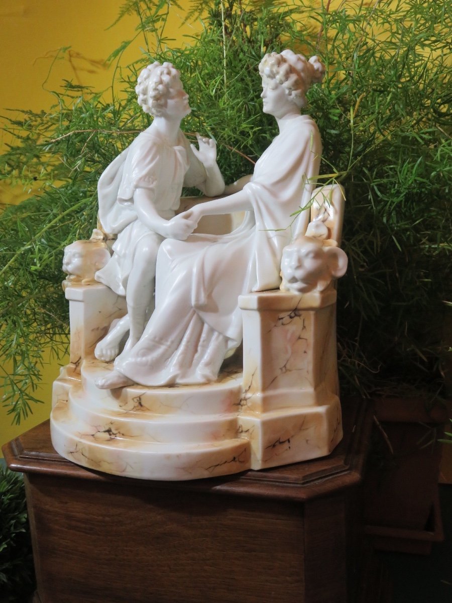 German Porcelain Group, Altenburg Mark, La Conversation Galante, Early 20th Century -photo-3