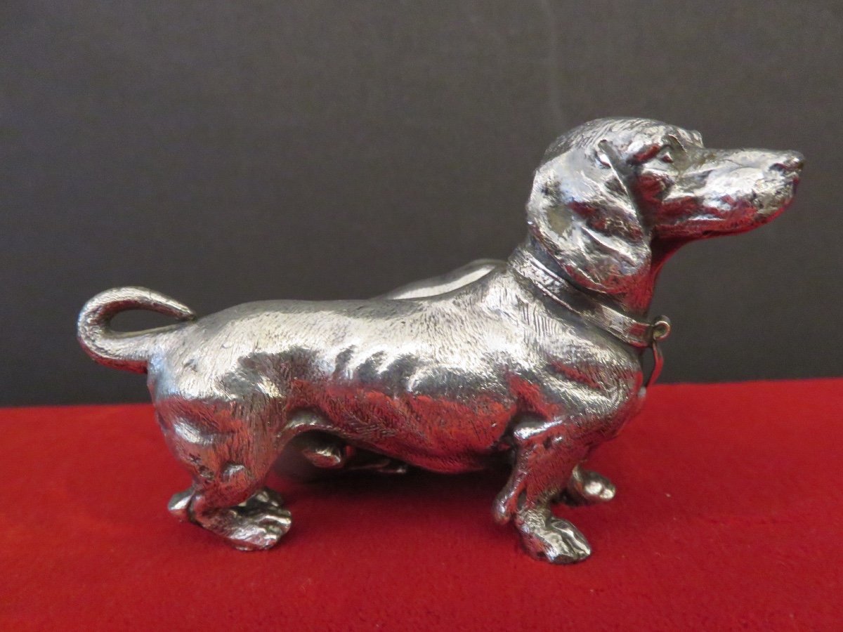 Two Britannia Metal Dachshunds Signed "wmfb Ox" From The Metalwarren Fabrik Art Deco Period-photo-3