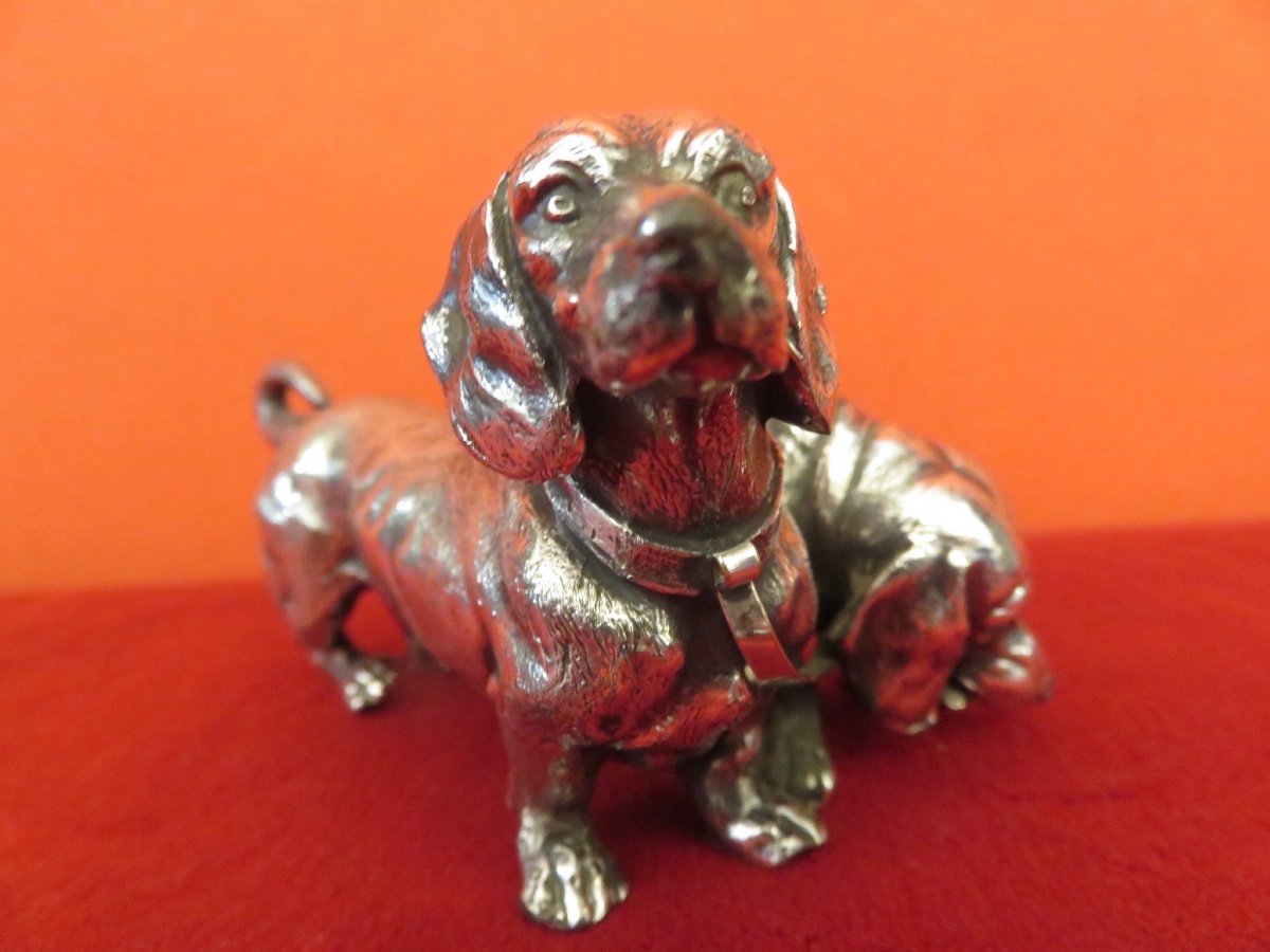 Two Britannia Metal Dachshunds Signed "wmfb Ox" From The Metalwarren Fabrik Art Deco Period-photo-2