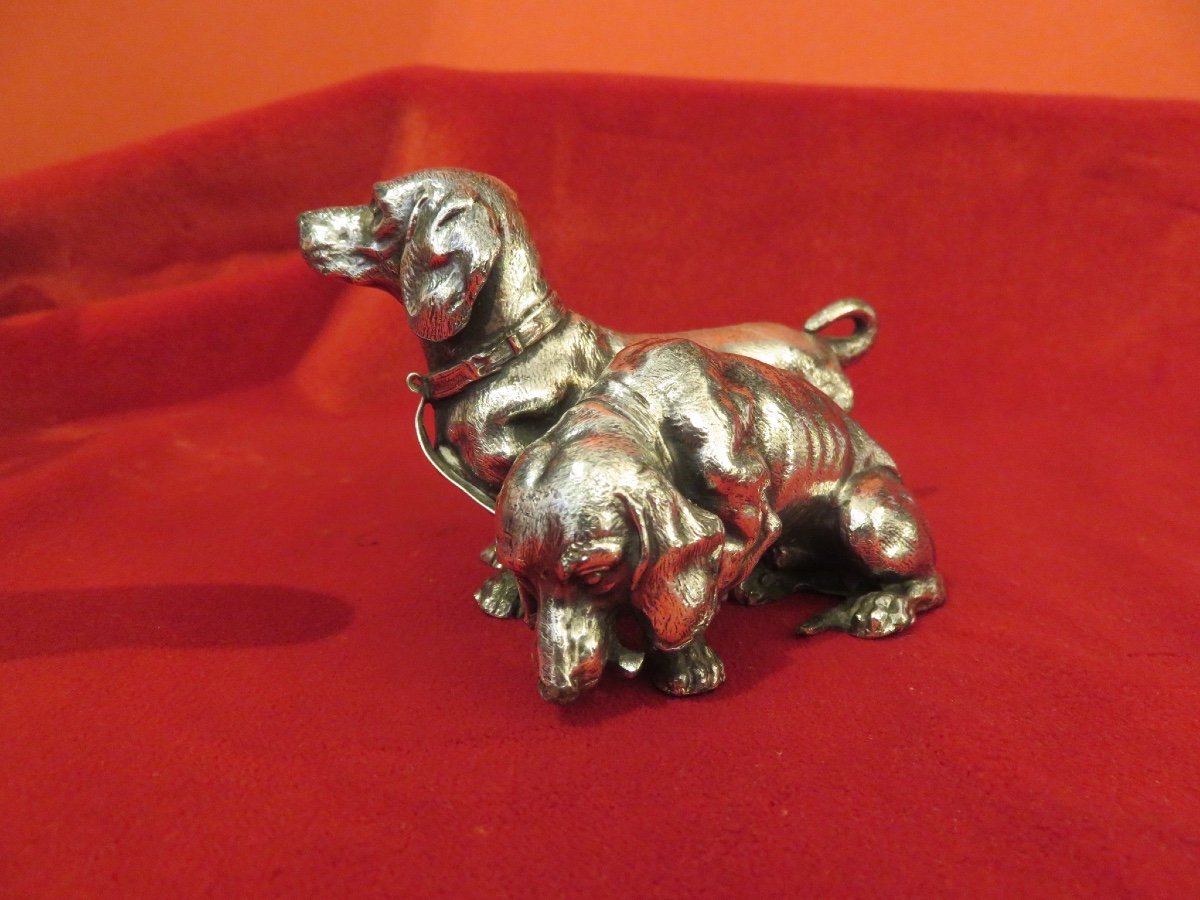 Two Britannia Metal Dachshunds Signed "wmfb Ox" From The Metalwarren Fabrik Art Deco Period-photo-4