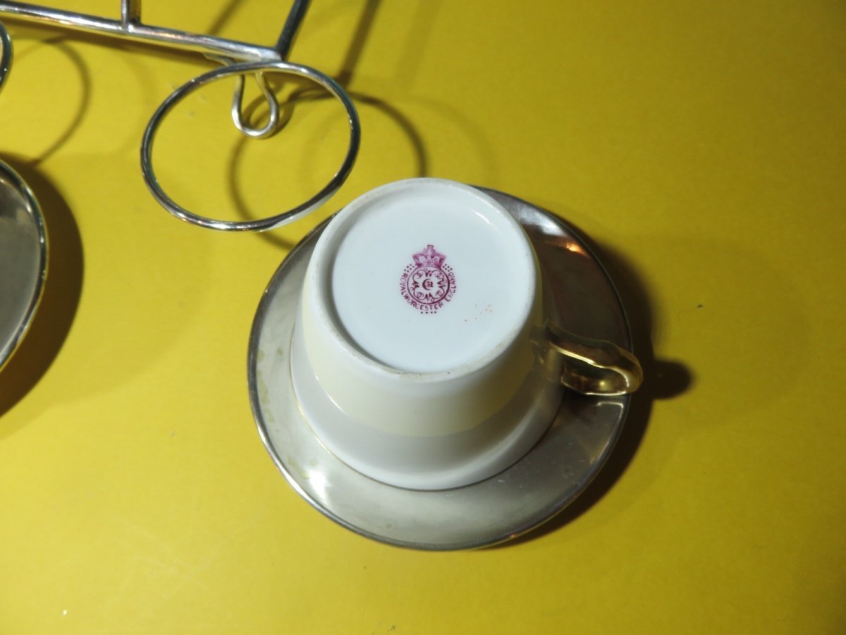 English Tea Service: Royal Worcester 1907, And Wedgwood, On Silver-plated Stands -photo-2