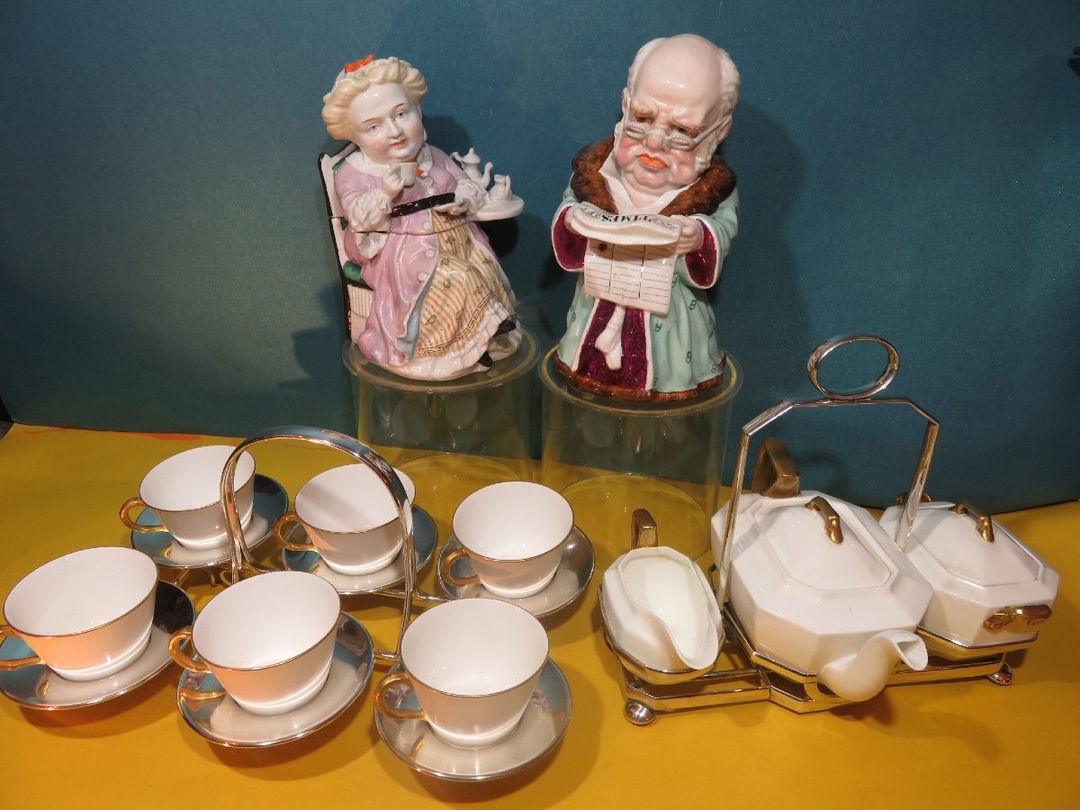 English Tea Service: Royal Worcester 1907, And Wedgwood, On Silver-plated Stands 