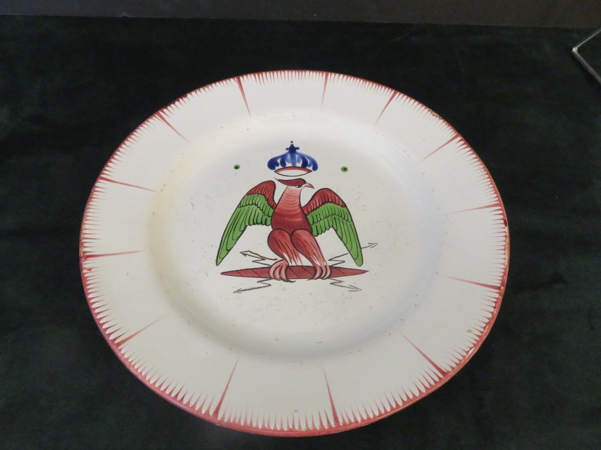 Assiette en faïence des Islettes , à l'aigle couronné , époque Premier Empire ( 1804- 1815 )-photo-5