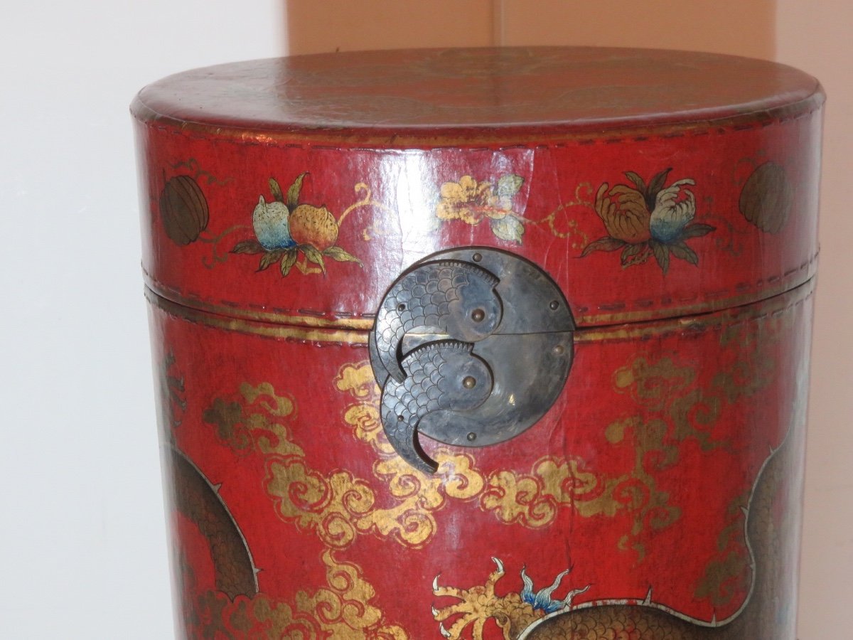 Red-background Lacquer Arrow Case Decorated With Dragons, Early 20th Century-photo-3