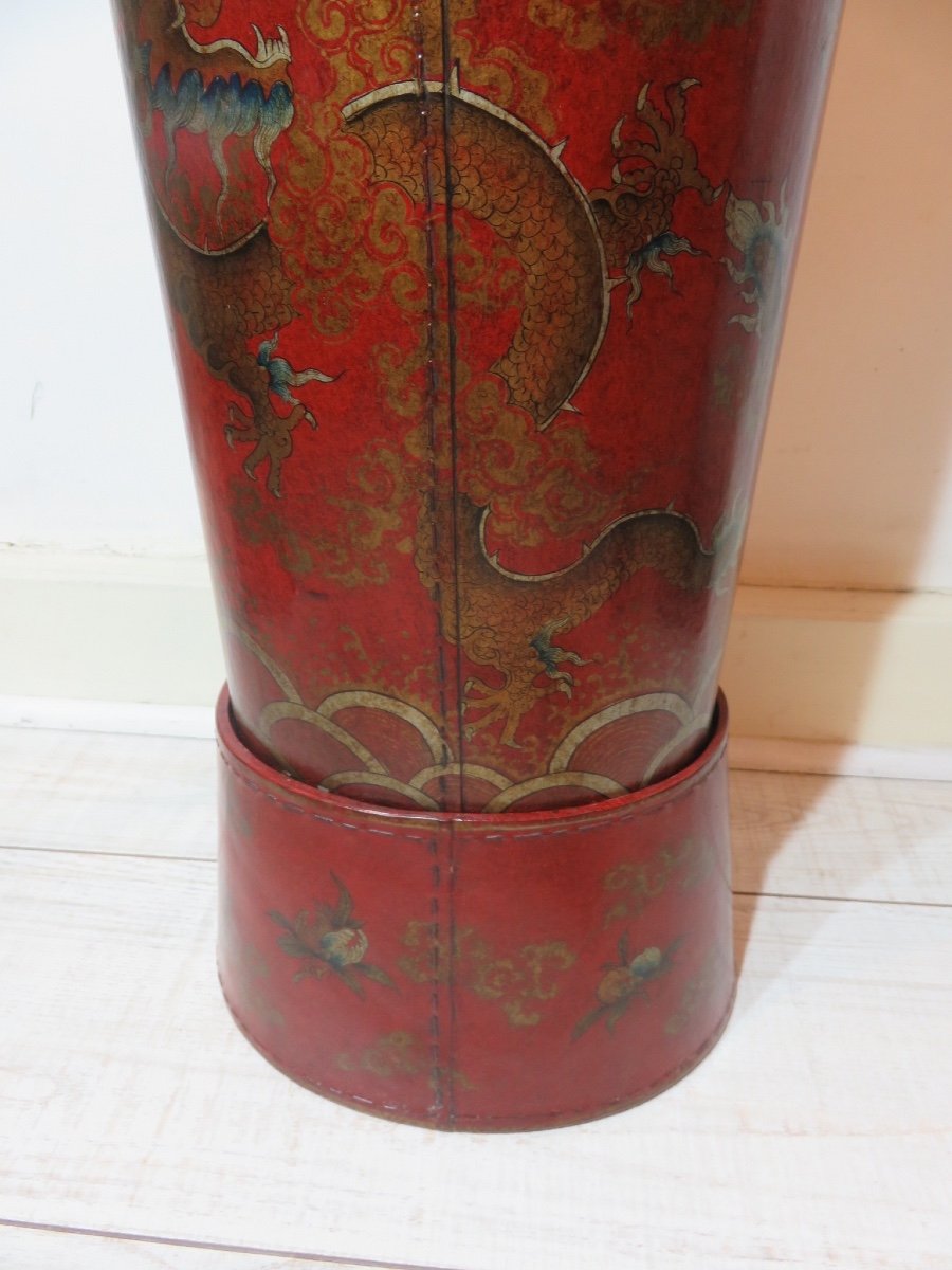 Red-background Lacquer Arrow Case Decorated With Dragons, Early 20th Century-photo-6