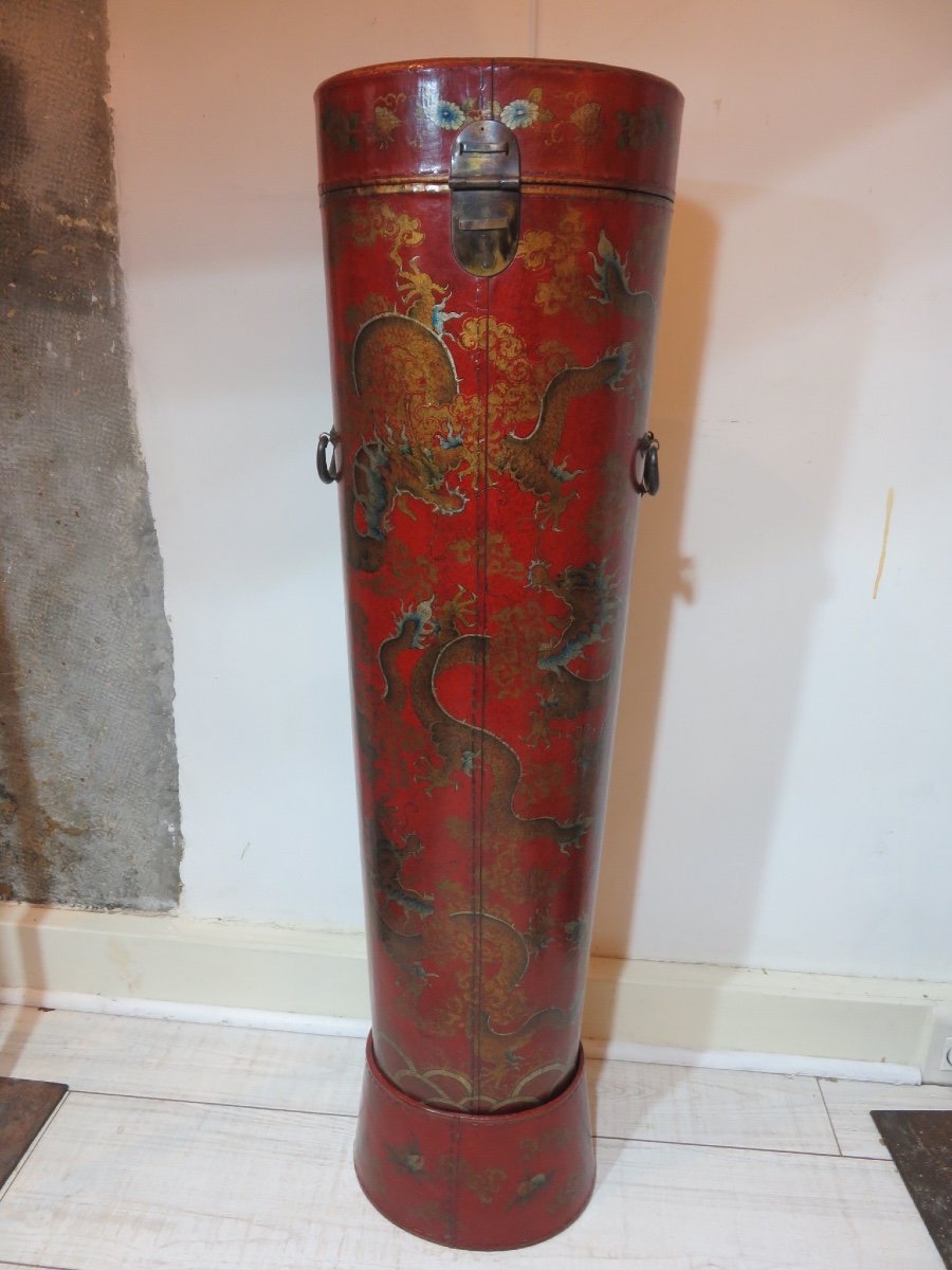 Red-background Lacquer Arrow Case Decorated With Dragons, Early 20th Century-photo-7