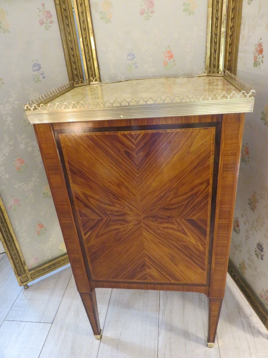 Petite Commode En Marqueterie , à Ressaut  ,de Style Transition Louis XV Louis XVI Début XXème-photo-2