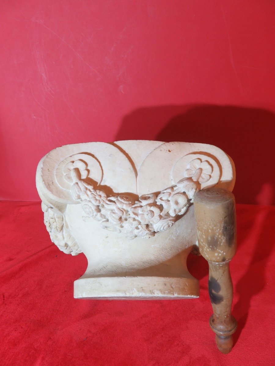 Stone Mortar With Pestle, Worked On All Four Sides, 19th Century-photo-4