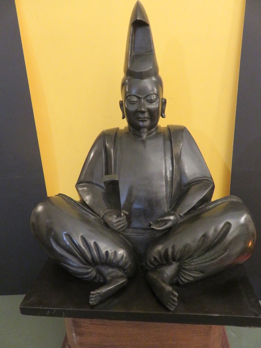 Statue en bronze du Shôgun Minamoto no Yoritomo (1147- 1199 )  ( hauteur : 33 cm ) époque XXème