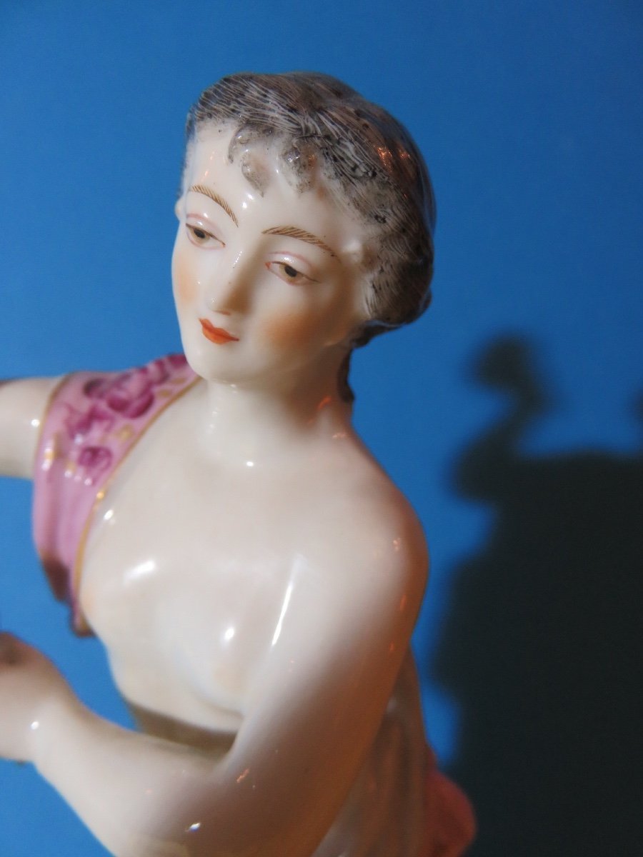 Female Statuette Sculpting A Bust, In Polychrome And Biscuit Porcelain, Samson XIX Brand -photo-7