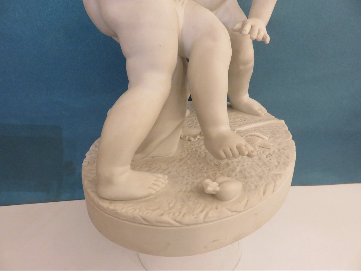 Large Porcelain Biscuit: "the Allegory Of Love" Height 40 Cm, After E.m.falconet-photo-3