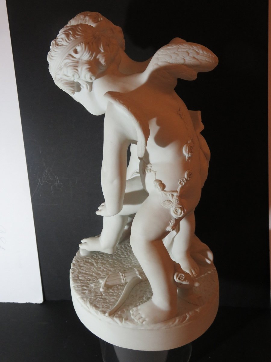 Large Porcelain Biscuit: "the Allegory Of Love" Height 40 Cm, After E.m.falconet-photo-4