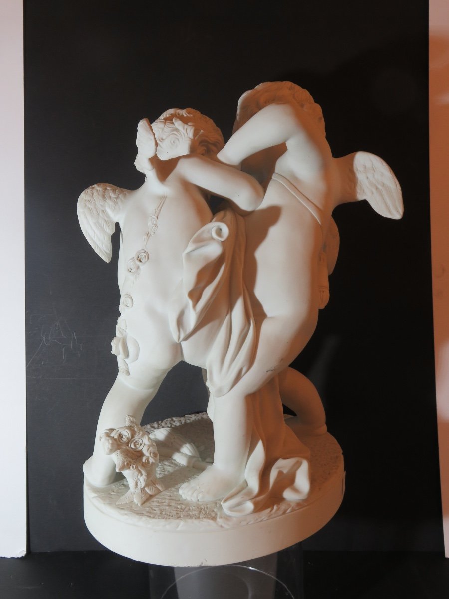 Large Porcelain Biscuit: "the Allegory Of Love" Height 40 Cm, After E.m.falconet-photo-1