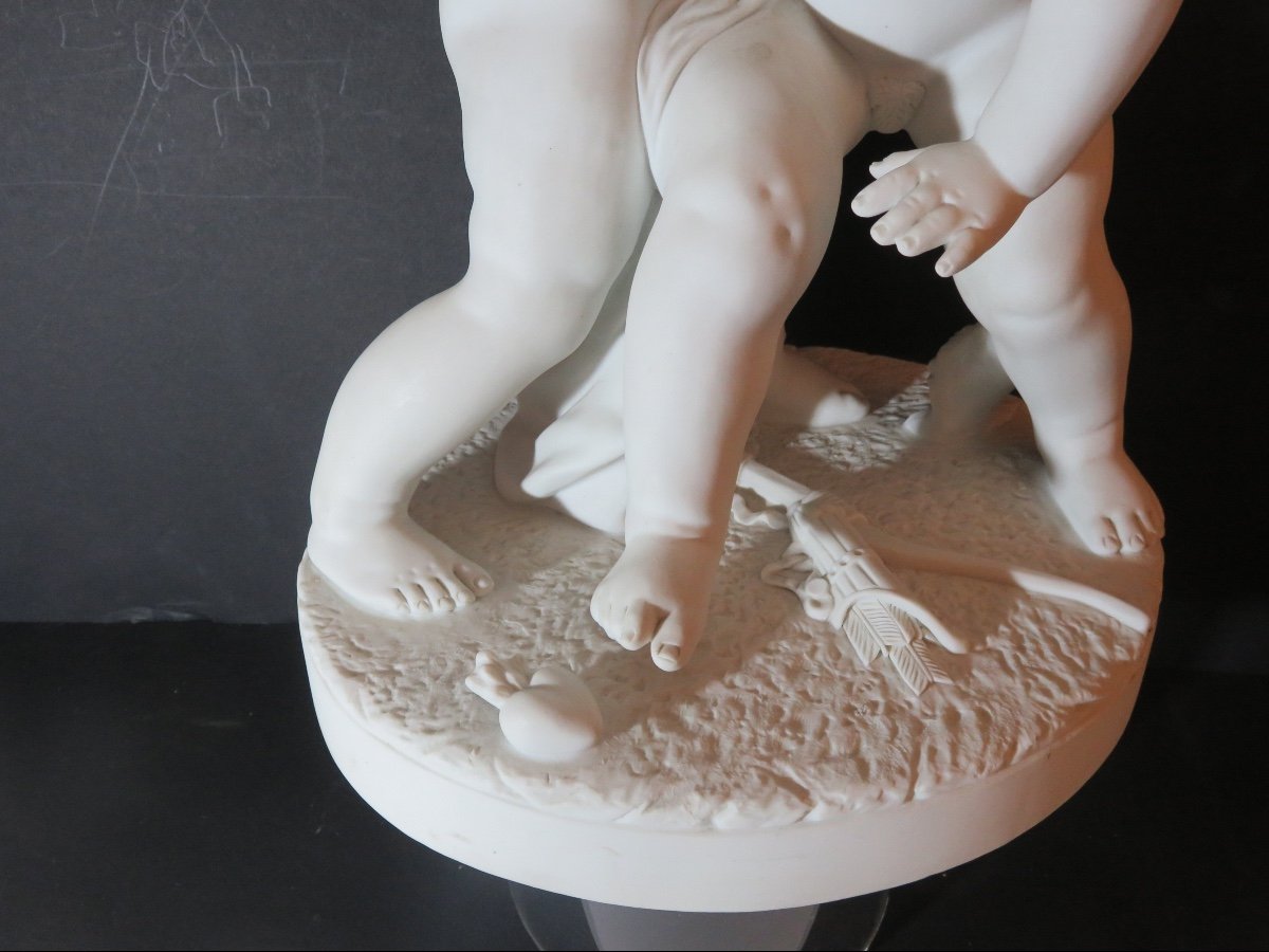 Large Porcelain Biscuit: "the Allegory Of Love" Height 40 Cm, After E.m.falconet-photo-2