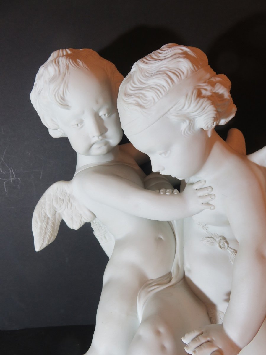 Large Porcelain Biscuit: "the Allegory Of Love" Height 40 Cm, After E.m.falconet-photo-3