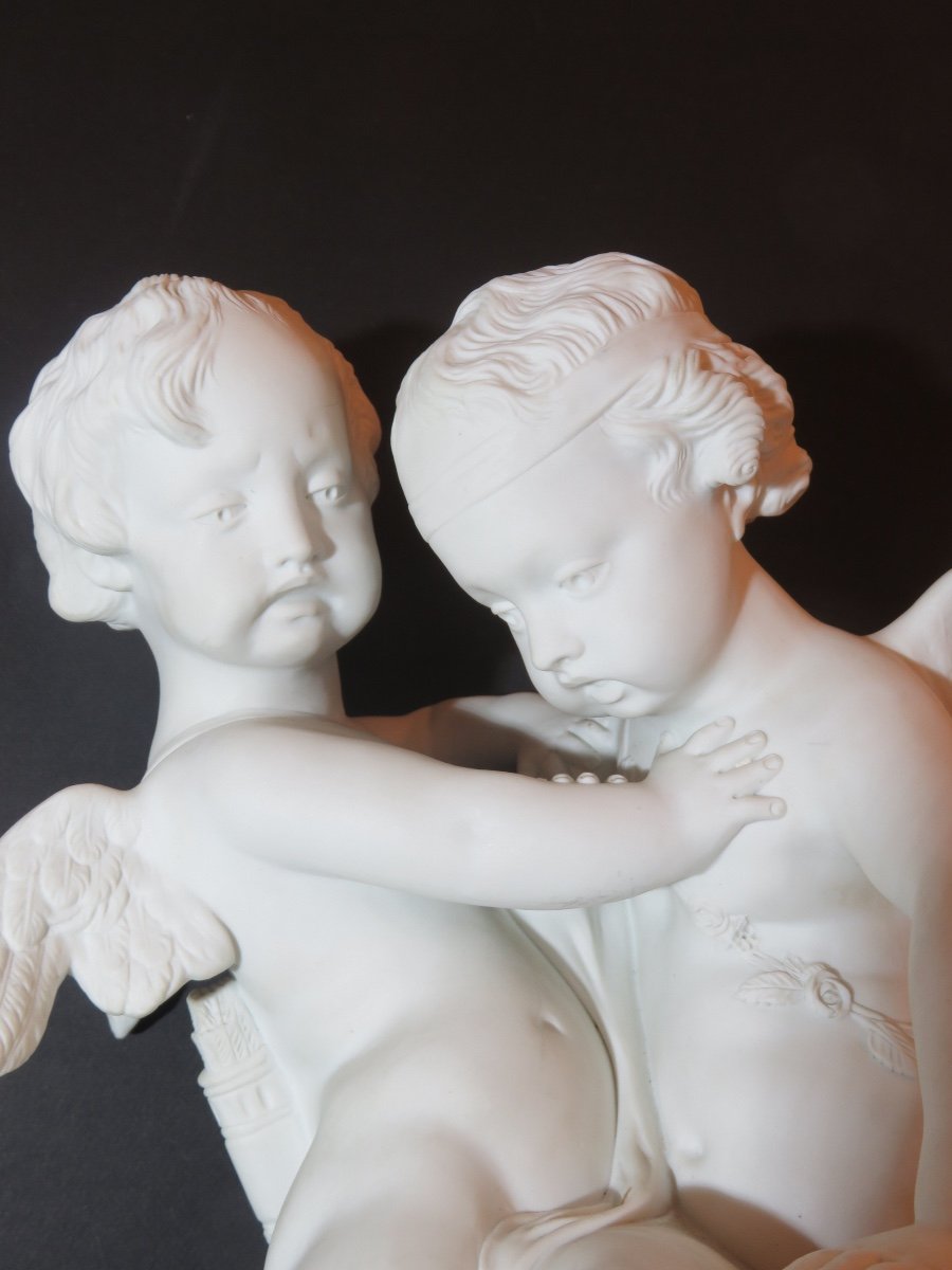 Large Porcelain Biscuit: "the Allegory Of Love" Height 40 Cm, After E.m.falconet-photo-4