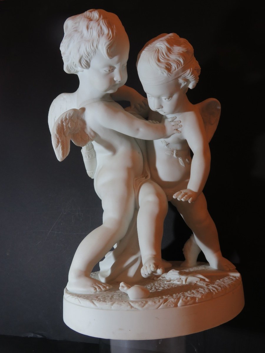 Large Porcelain Biscuit: "the Allegory Of Love" Height 40 Cm, After E.m.falconet-photo-6