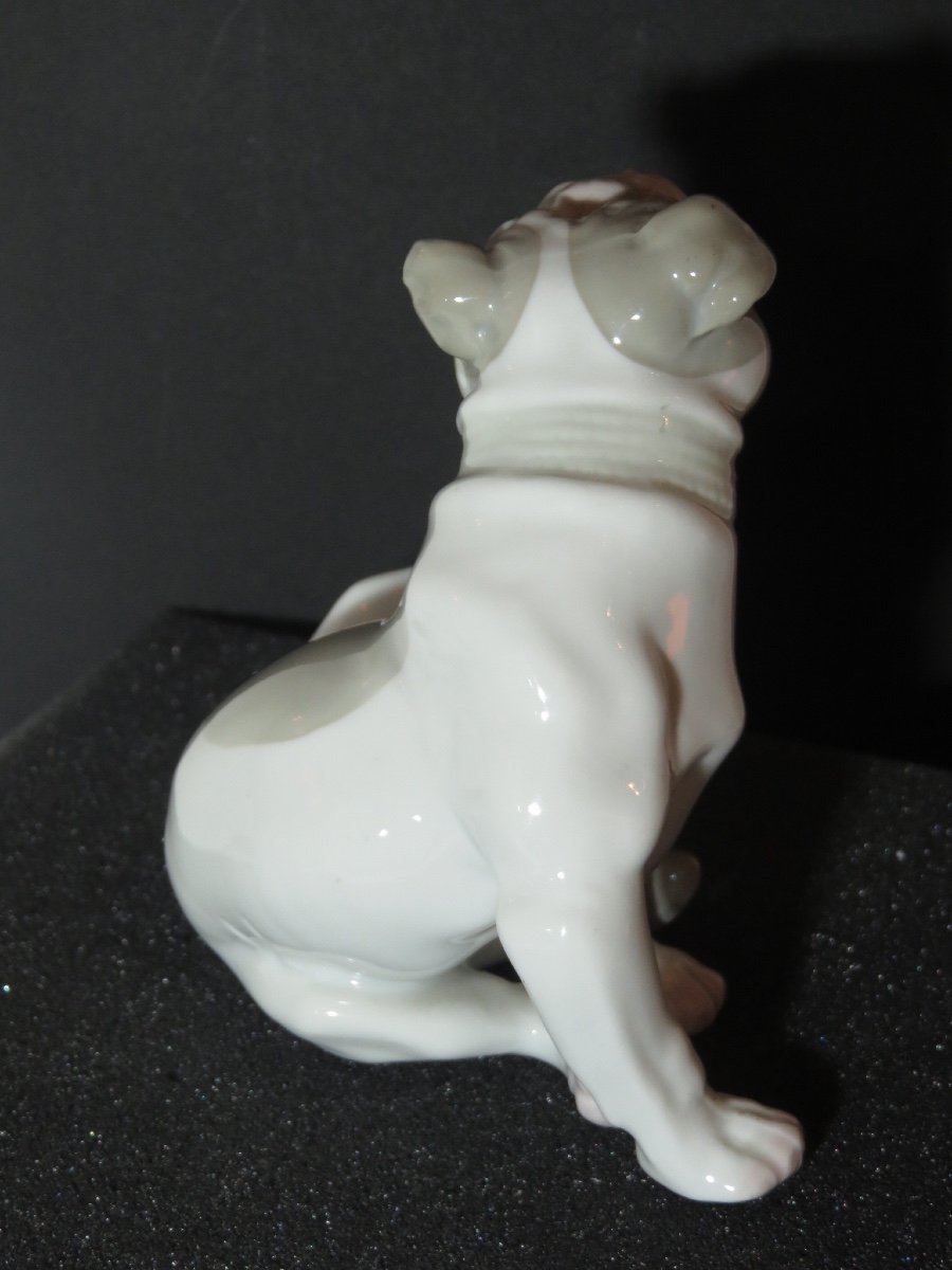 Sculpture animalière deux bouledogues en porcelaine du Danemark dans le goût d'Erik  Nielsen-photo-1