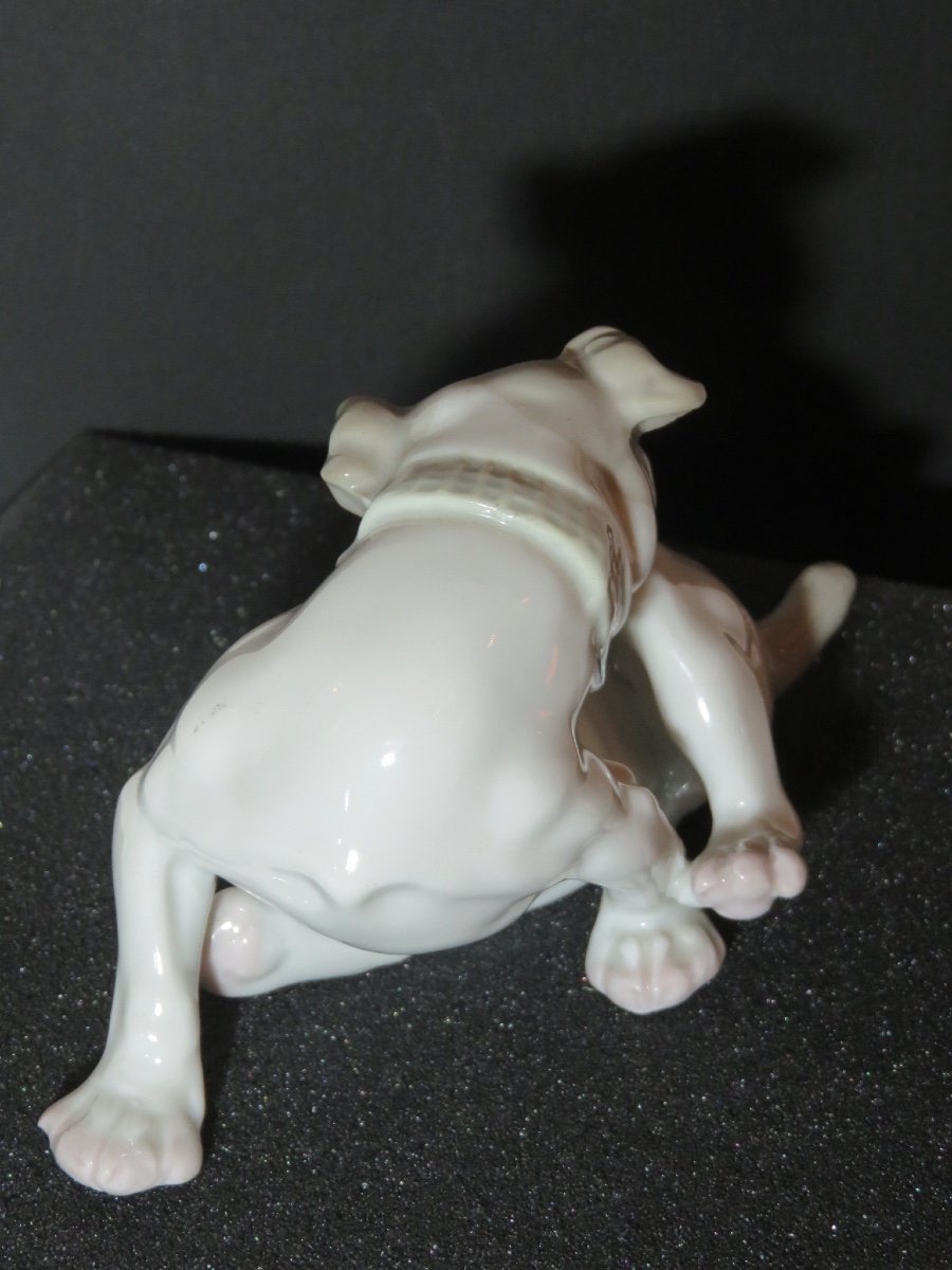 Sculpture animalière deux bouledogues en porcelaine du Danemark dans le goût d'Erik  Nielsen-photo-2