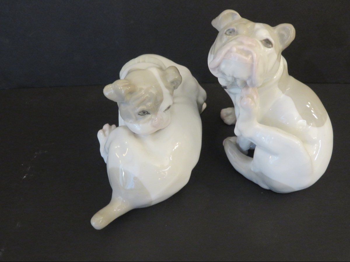 Sculpture animalière deux bouledogues en porcelaine du Danemark dans le goût d'Erik  Nielsen-photo-8