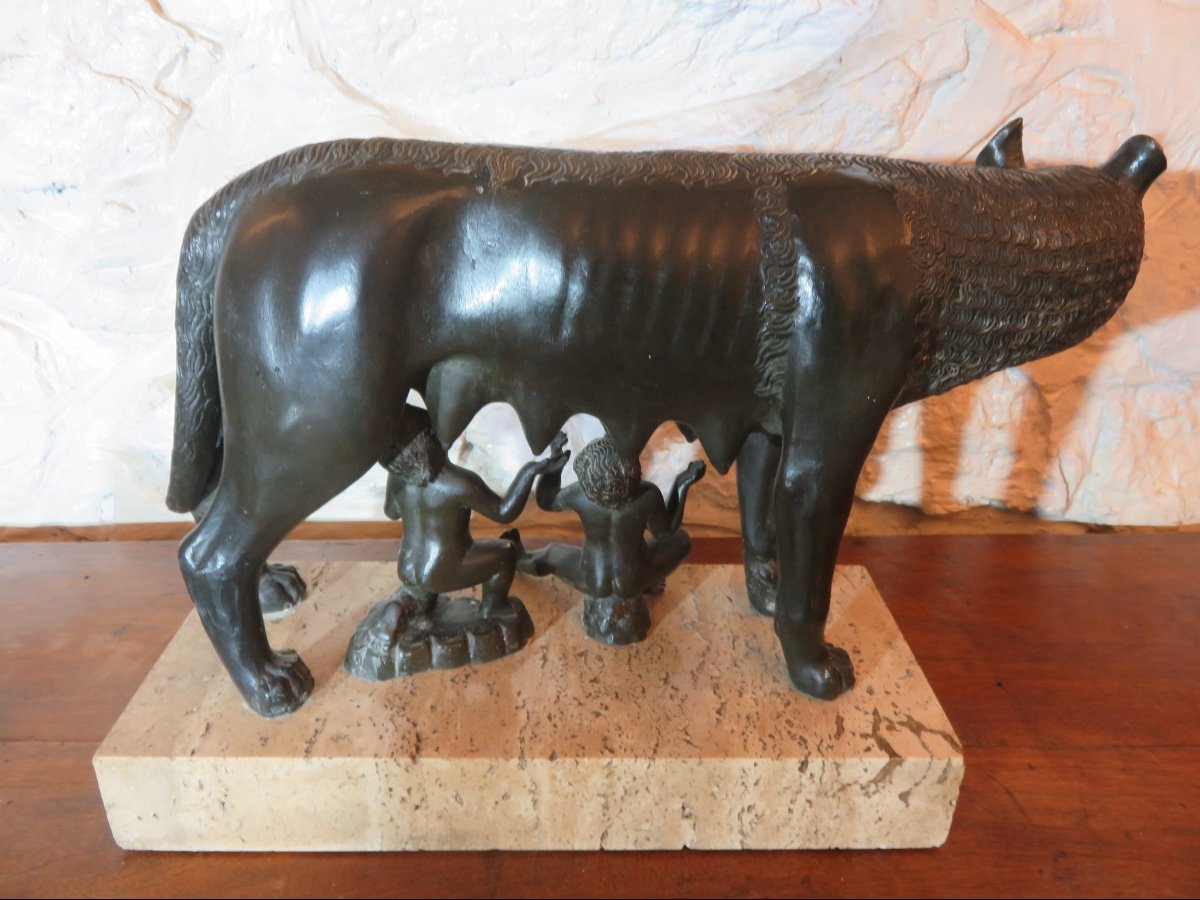 Animal Bronze After Antonio Pollaiuolo "the Capitoline Wolf" 20th Century-photo-2