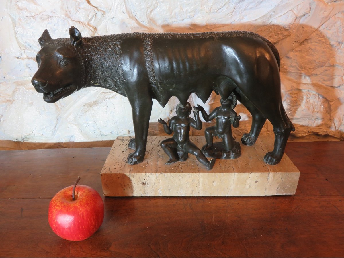 Animal Bronze After Antonio Pollaiuolo "the Capitoline Wolf" 20th Century-photo-3